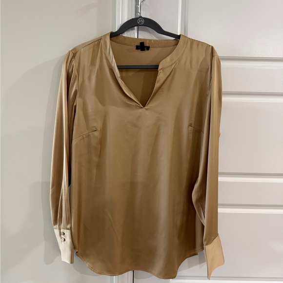 Talbots Gold Soft Satin Charmeuse Top Large Good Used Condition - Picture 1 of 9